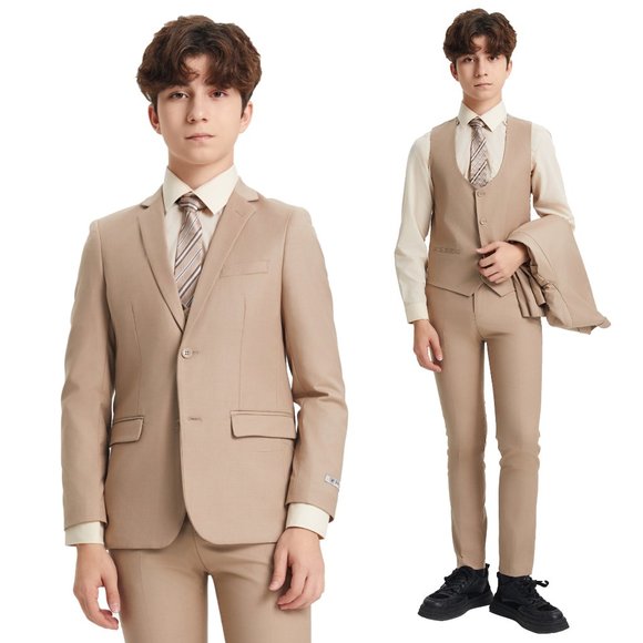 EXCLUSIVE Stacy Adams 5pc Boys Suit Slim-Fit, Mid Tan - Picture 1 of 5